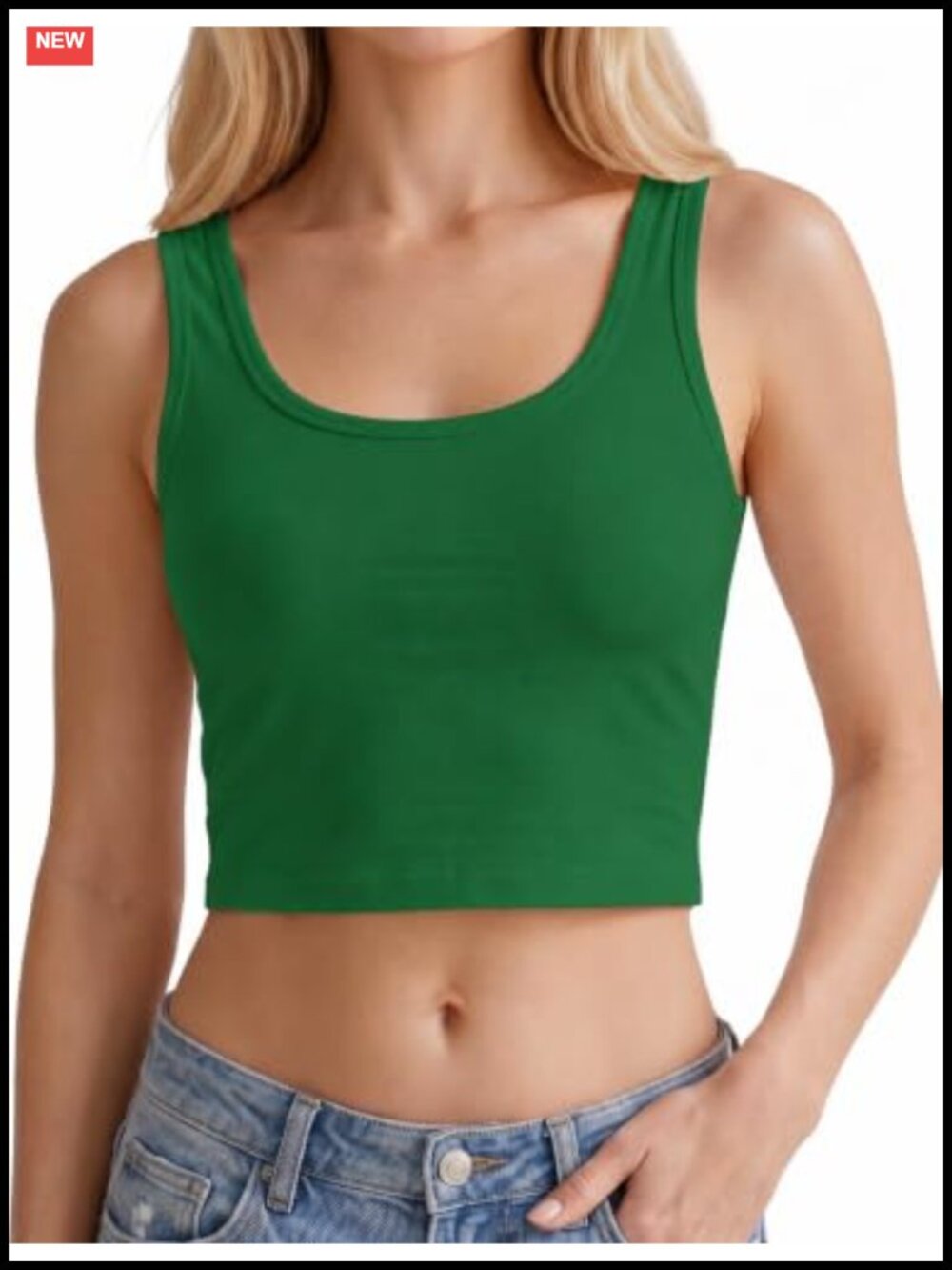 Women's Cotton Crop Tank Top U Neck Sleeveless Slim Fit Summer Basic Vest
